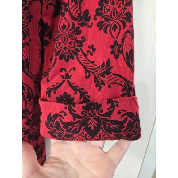 Soma Red Black Paisley Print Cotton Modal Stretch Sleepshirt Pajamas, Size Large - Picture 13 of 14